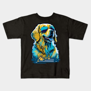 Cool Golden Retrievers Dog with Sunglasses Kids T-Shirt